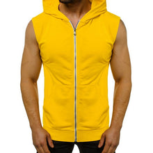 Load image into Gallery viewer, Mens Casual Sleeveless Comfortable Vest Sport Hoodie Zip Up Vest Shirt Man Bodybuilding Stringers Tank Tops Workout Singlet Top