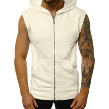 Load image into Gallery viewer, Mens Casual Sleeveless Comfortable Vest Sport Hoodie Zip Up Vest Shirt Man Bodybuilding Stringers Tank Tops Workout Singlet Top