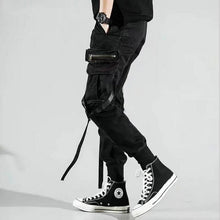Load image into Gallery viewer, Men's Side Pockets Harem Pants 2020 Autumn Hip Hop Casual Ribbons Design Male Joggers Trousers Fashion Streetwear Pant Black