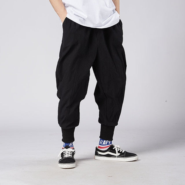Sincism Store Men Harem Pants Japanese Casual Cotton Linen Trouser Man Jogger Pants Chinese Baggy Pants